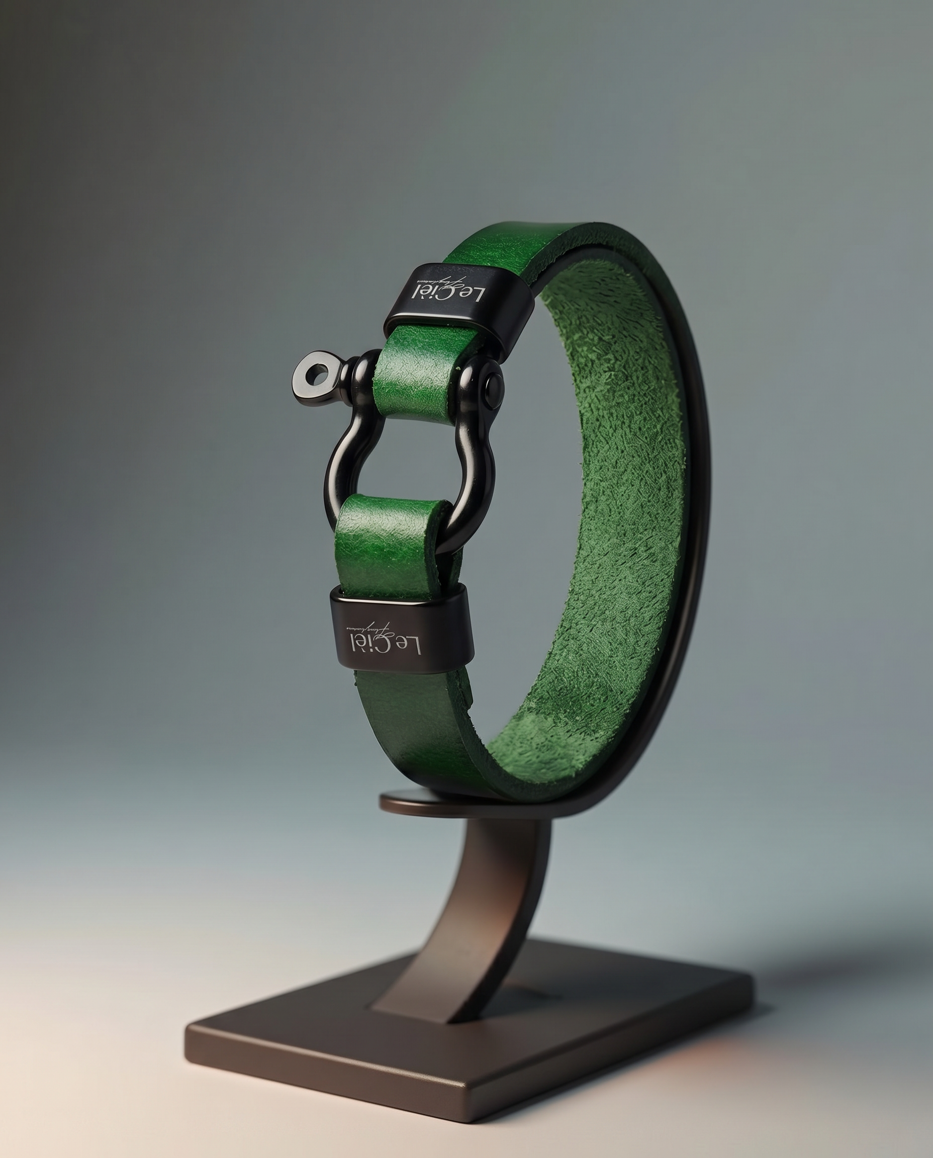 Men Bracelet 08 – Green Plain Wide