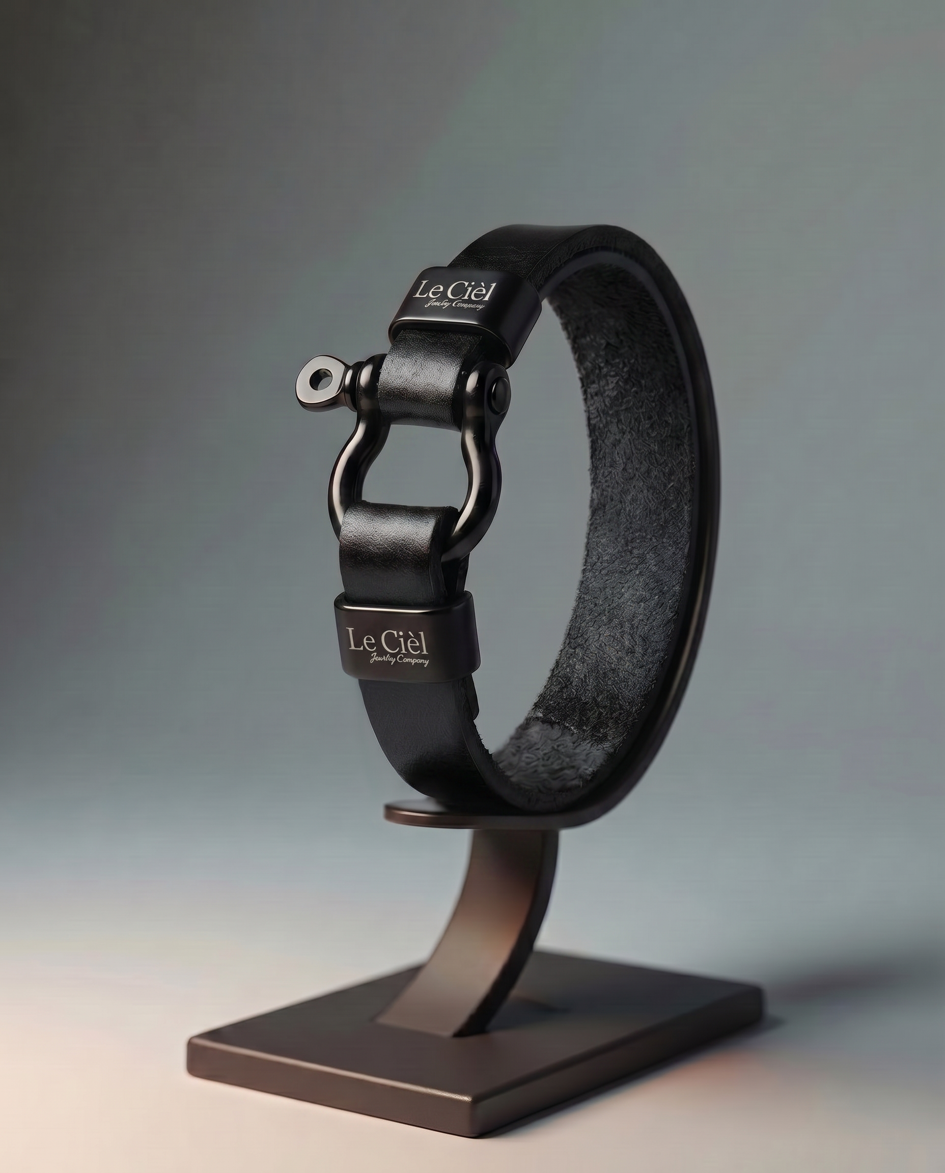 Men Bracelet 06  – Black  Plain Wide