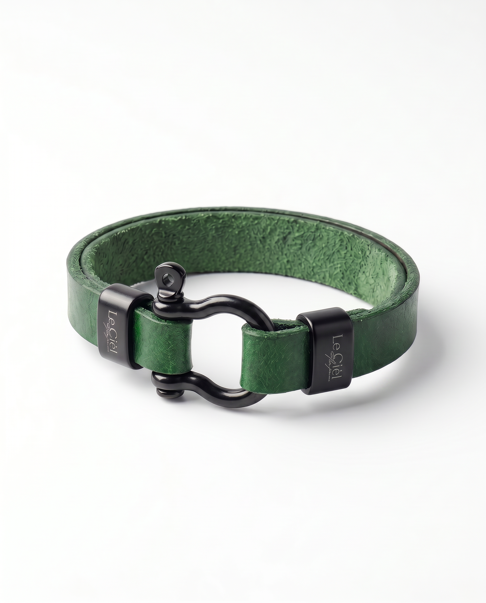 Men Bracelet 08 – Green Plain Wide