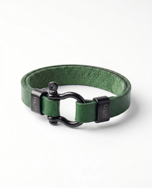 Men Bracelet 08 – Green Plain Wide