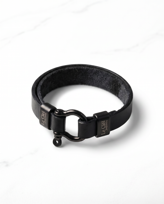 Men Bracelet 06  – Black  Plain Wide